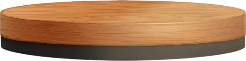 Superficie redonda de madera clara con borde oscuro, ideal para presentaciones de alimentos o como base decorativa.